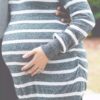Gray and White Striped Maternity Dress