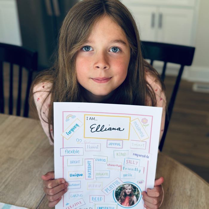 girl sitting at table showing her what do you see in me template