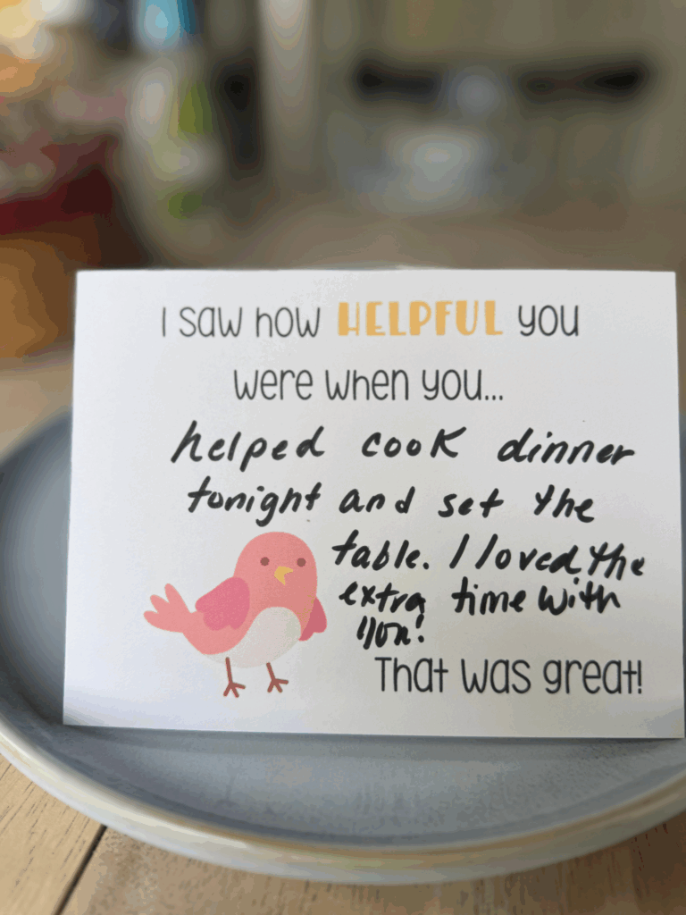 Note card from what do you see in me